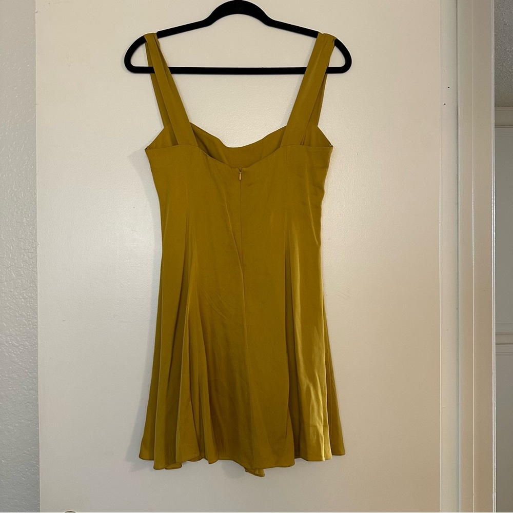 Lily Phellera 100% Silk Omahyra Satin Dress In Mustard Seed Mini - Picture 8 of 8